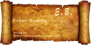 Ecker Bianka névjegykártya